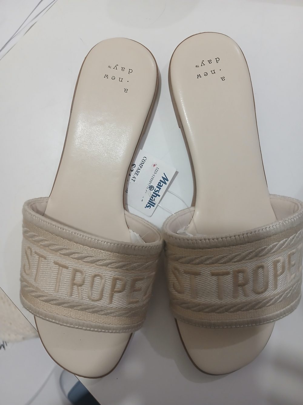 a new day Neutral Embroidered St. Tropez Slide Mules
